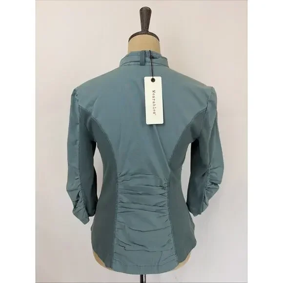 NWT XCVI wearables "Janet" Green 3/4 Sleeve Ruched Jacket #0659 Size XS - Picture 4 of 8